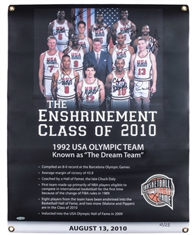 2010 Original Enshrinement Banner for the 1992 Olympic Dream Team Signed By 13 Members Including Michael Jordan, Barkley & Bird (Naismith LOA, UDA & Steiner)